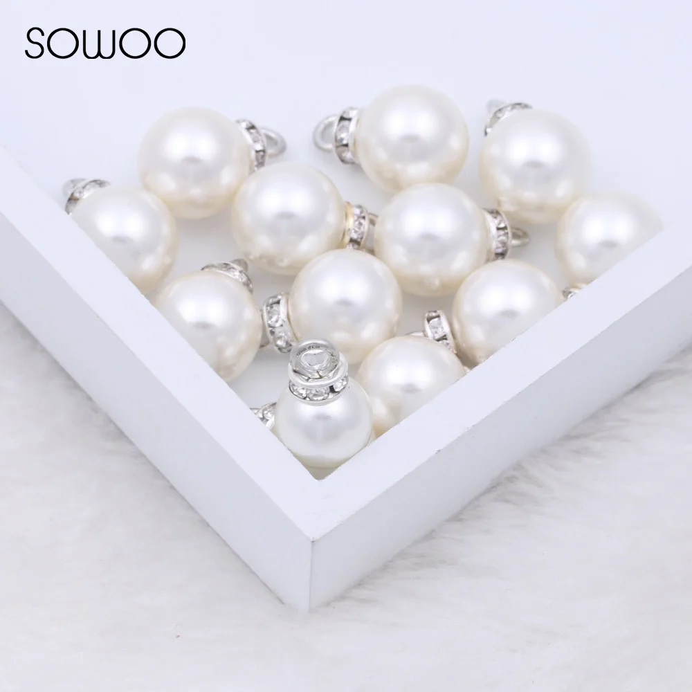 

50pcs/lot 8MM 10MM 12MM Sliver Crystal Ring Flower bead cap& Imitation pearls Loose pearl DIY Jewelry Findings SOWOO