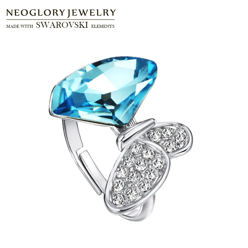 

Neoglory Austria Crystal & Rhinestone Adjustable Finger Ring Exquisite Shining Butterfly Design For Classic Lady Gift