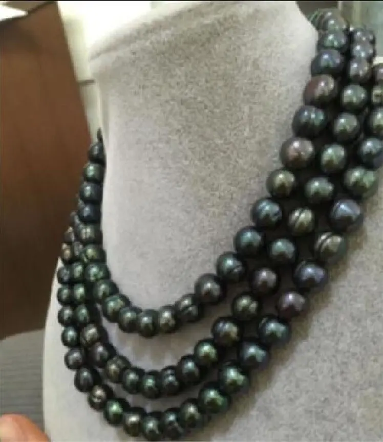 

Free Shipping >>> 10-11MM TAHITIAN BAROQUE PEACOCK GREEN NATURAL PEARL NECKLACE 49 " 14k YELLOW