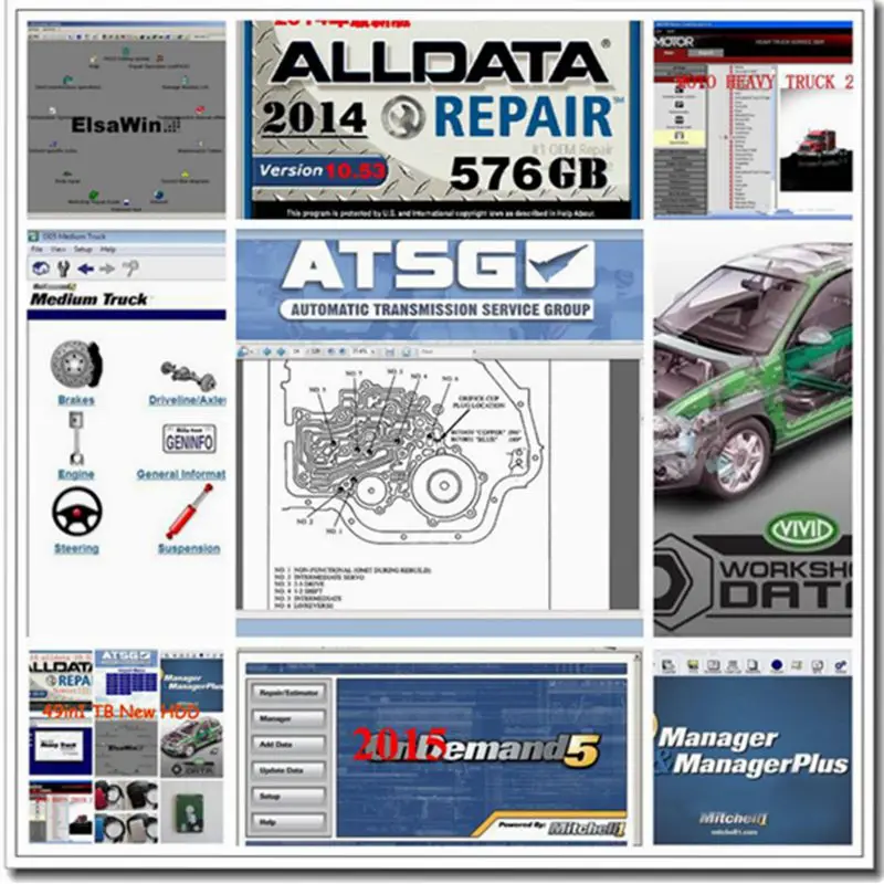 

New Alldata 10.53 Auto Repair Software Alldata M.itchellondemand 2015 latest version ect 49in1 1tb usb hdd fit for wins7/8