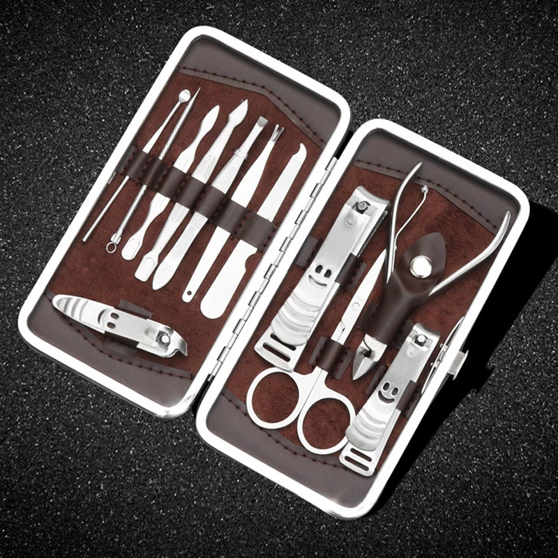 

High quality stainless steel 12 piece set nail clippers scissors nail manicure beauty tools hand tool sets with PU bag sale