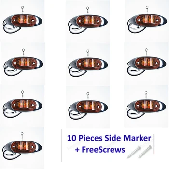 

Chrome Plated Pointed LED Marker Trail Lights 10PCS Trucks Dedicated Highlight Sliver Plated Lampholders Red Yellow White