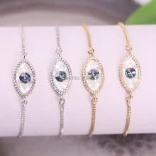 DIY 8 шт. овальная форма кубического циркония в виде ракушки разъем для глаз бусины Шарм Регулируемая цепочка браслеты