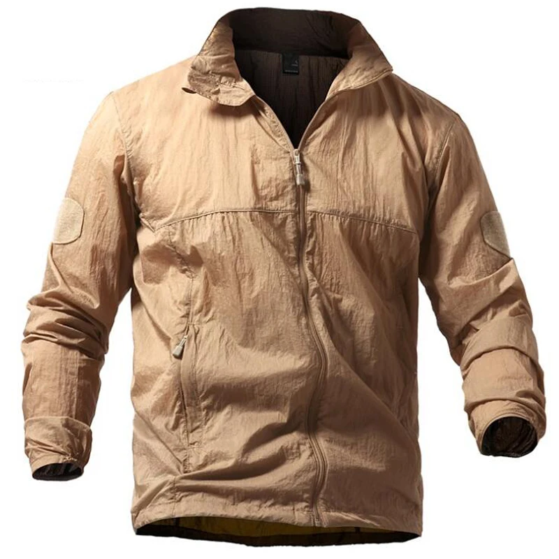 Быстросохнущие кожаные куртки Мужская верхняя одежда тонкая Солнцезащитная дышащая ветровка водонепроницаемая военная тактическая куртка кожаные пальто одежда