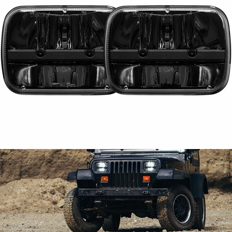 

Universal 7x5 Square High Low Beam H4 LED For Jeep XJ Projector Headlight 7x6" LED Headlight Sealed Beam Replacement Black