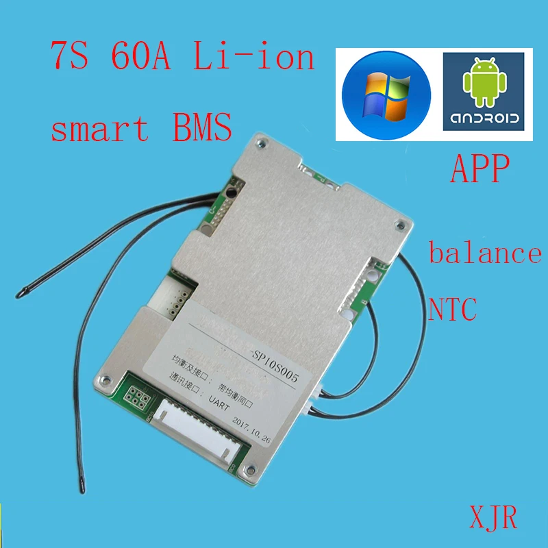 7S 60A Li Ion LiPo BMS/PCM/PCB плата защиты аккумулятора для 7 упаковок 18650 батареи