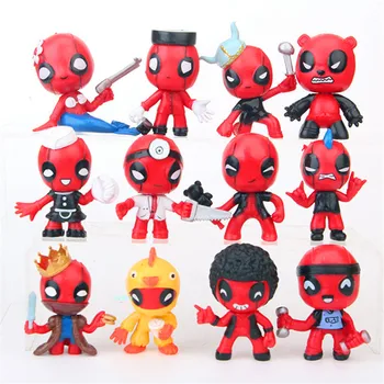 

12Pcs/set X-Men Deadpool Mutant Antihero Wade Winston Wilson Q Version PVC Action Figure Collectible Model Toy OPP 6CM B233