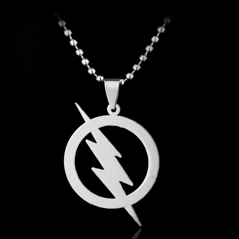 

Superhero The Flash Necklace Silvery Super Hero Lightning Logo Pendant Necklaces For Men Women Fashion Jewelry Cool Accessories