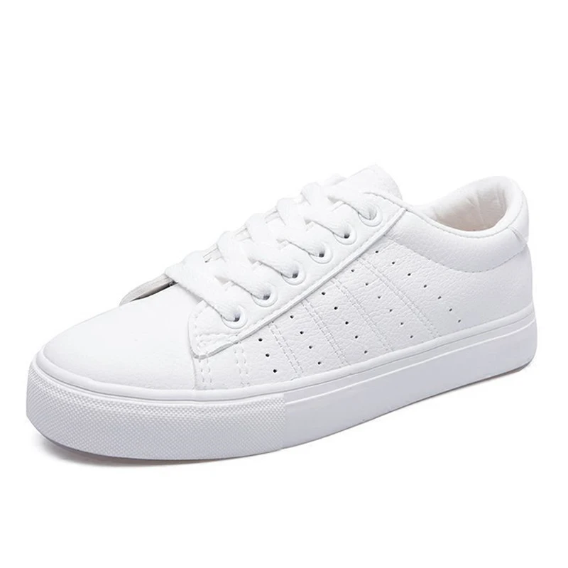 

Women shoes 2018 spring and autumn new leather white shoes female wild casual sportsing shoes lace platform shoes woman