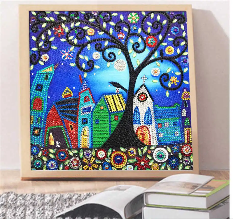 

Sashiko Tree Diamond Painting Embroidery Plant Special Shape Diamond Painting Accessories Rhinestone DIY Crystal Home Decor