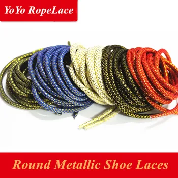 

2019 Bestselling 47" Round Rope Laces Gold Metallic Shoelaces Colorful Shoe Laces for Sneakers