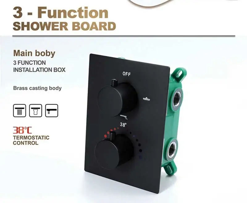 Термостатические Смесители для душа 3 способа скрытый встроенный ящик 2 ручки латунь скрытый клапан Настенный хром/черный