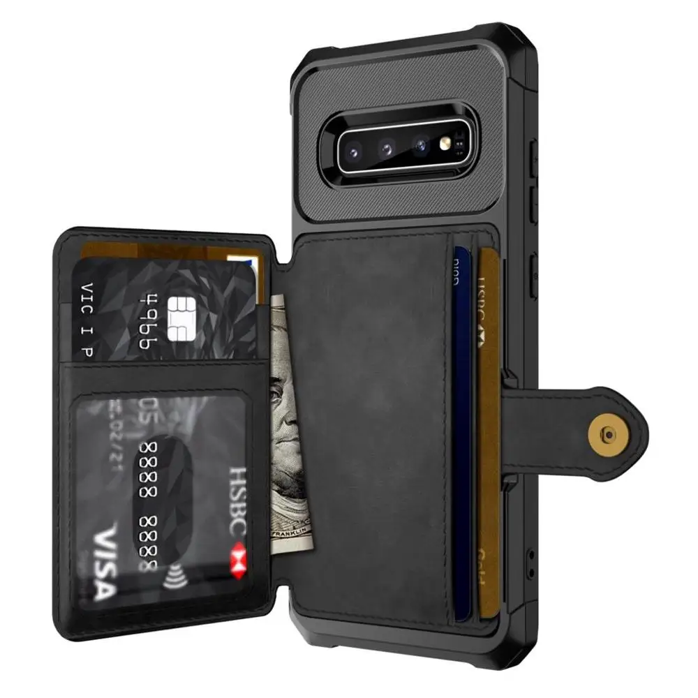

for Samsung Galaxy S10 Plus S10e Note 9 Credit Card Case PU Leather Flip Wallet Photo Holder Hard Back Cover For Galaxy S10 Plus