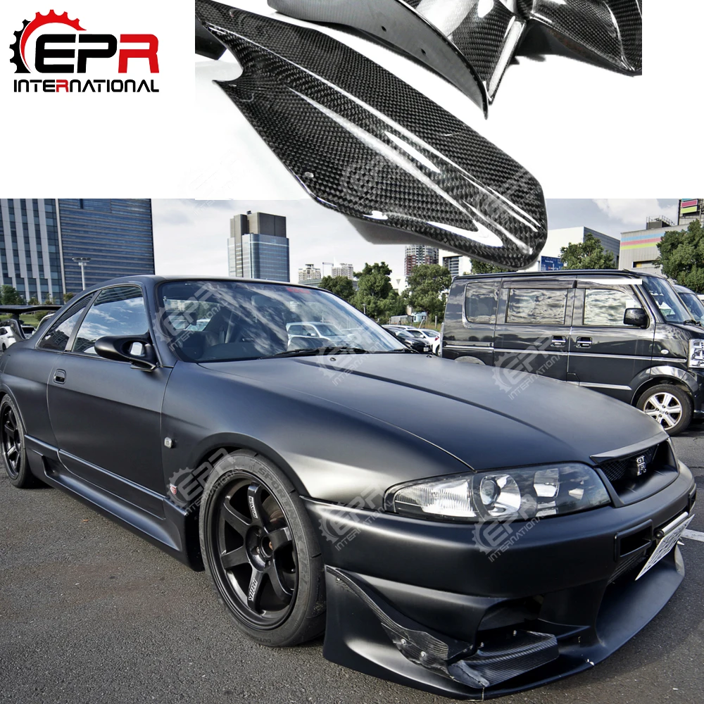 Для Nissan Skyline R33 GTR как Стиль углеродного волокна Решетка переднего бампера глянцевая отделка сплиттер добавить на волокно тюнинг Дрифт тела комплект