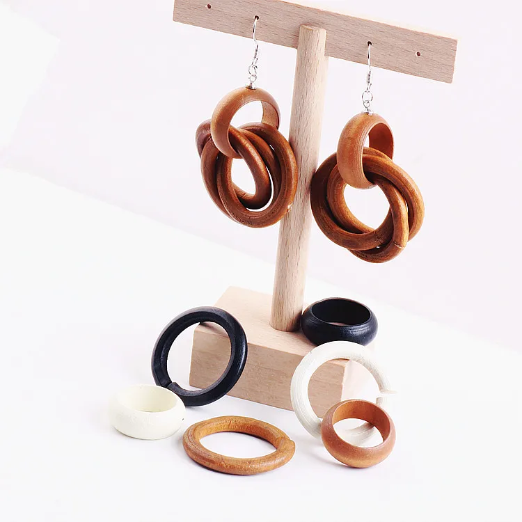 

Ritoule DIY handmade jewelry accessories wood simple circle earrings earrings ear clip earrings pendant accessories material