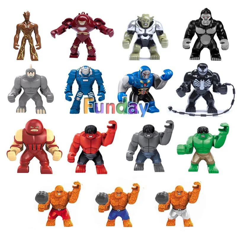 

Small Hulk Buster Green Goblin Rihno Juggernaut Darkseid Gorilla Grood Mark IGOR figure Building Block Toys