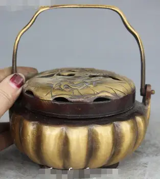 

Chinese Bronze Crane Lotus Lotus leaf Pumpkin Flower Basket Basket Statue