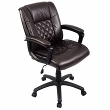Goplus Ergonomic PU Leather Mid Back Executive Gaming Chair Computer Desk Task Office Chair Brown Swivel