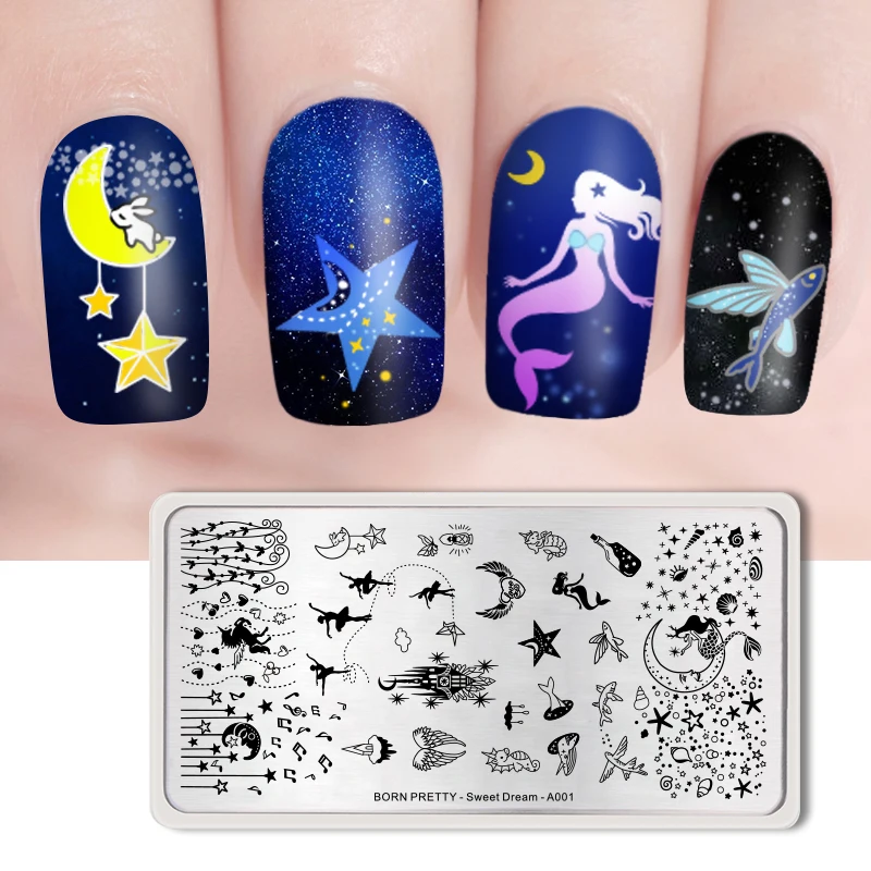 

BORN PRETTY Nail Stamping Plates Stainless Steel Dolphin Fishes Nail Art Stamp Image Template Sweet Dream A001