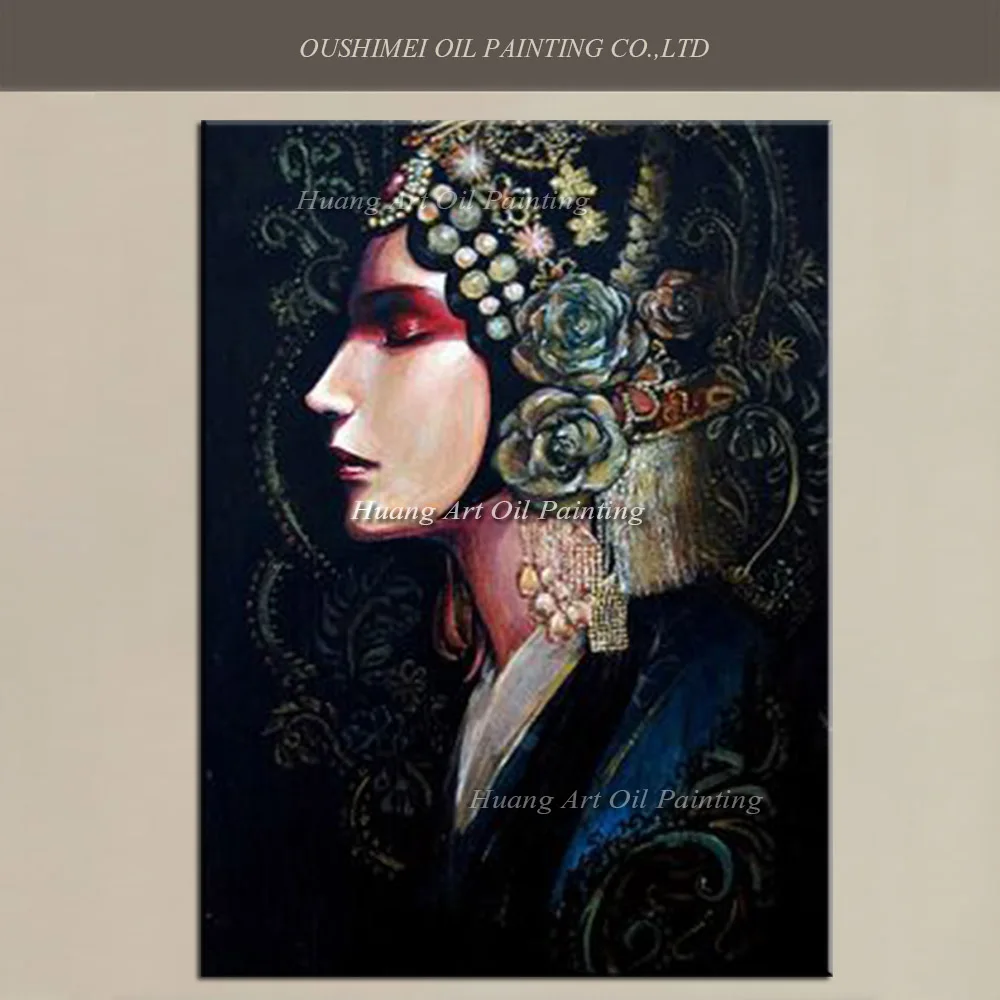 

Handmade Chinese Beijing Opera Makeup Women Face Oil Painting Figure Chinese Traditional Cultural Character Painting On Canvas