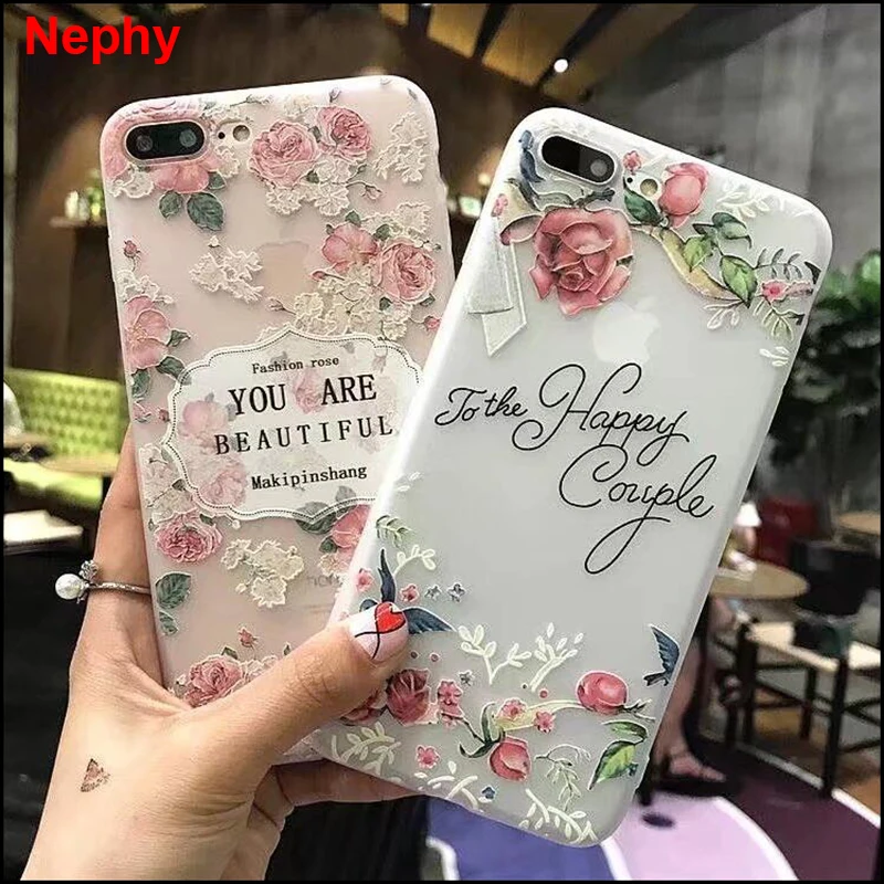 

Nephy Pretty Flower Phone Case For iPhone 6 6s 7 8 Plus X 10 5 s 5s SE 6Plus 6sPlus 7Plus 8Plus Luxury Silicone Soft Back Cover