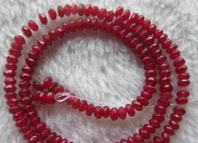 

huij 00711 5Strand 2x4mm Red Jade Faceted Rondelle Beads 15