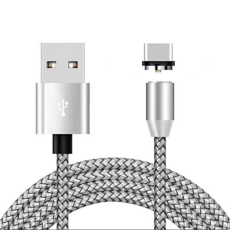 Микро USB C Магнитный кабель 1 м супер быстрая зарядка телефона тип-c магнитное зарядное устройство Microusb для iPhone samsung кабели для мобильных телефонов - Цвет: Серебристый