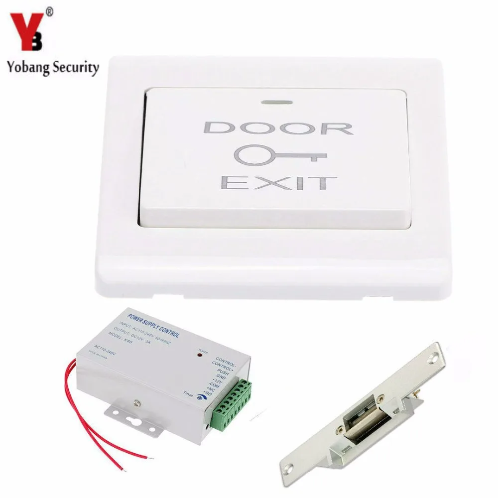 

YobangSecurity Exit Door Switch+ DC12V Power Supply +Electric Magnetic Door Lock For Home Door Entry Access Control System