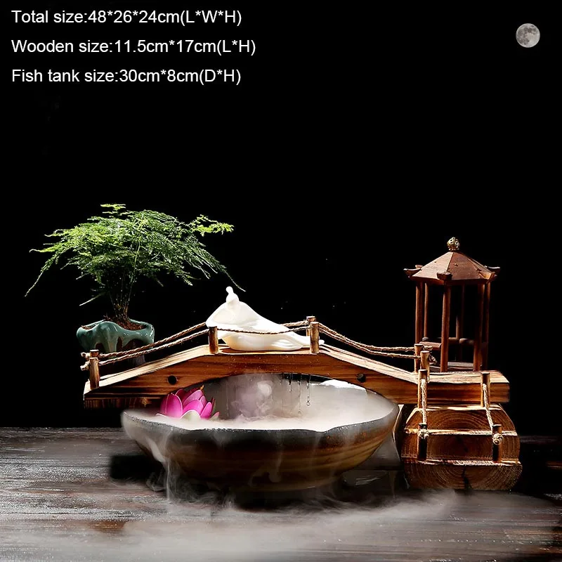 110 В/220 В китайский стиль дзен фэн шуй фонтан течёт вода настольные украшения керамический аквариум Lucky офис украшение дома - Цвет: 08
