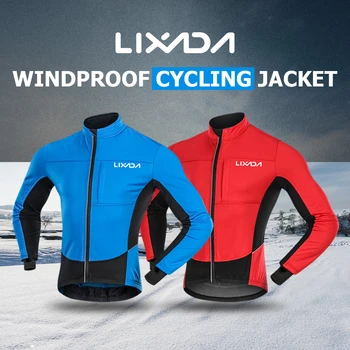 

Lixada Men's Windproof Cycling Jacket Winter Thermal Polar Fleece MTB Bike Bicycle Riding Running Clothing Sportswear Jacket