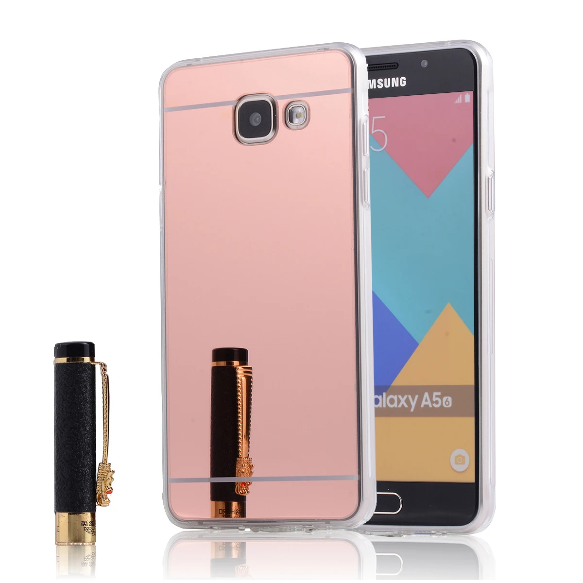 Телефонные чехлы для Samsung Galaxy A5 чехол с зеркальной поверхностью мягкая Задняя накладка чехла из ТПУ для Galaxy A510 A510F сотовый телефон в виде ракушки и ответа Etui - Цвет: rose
