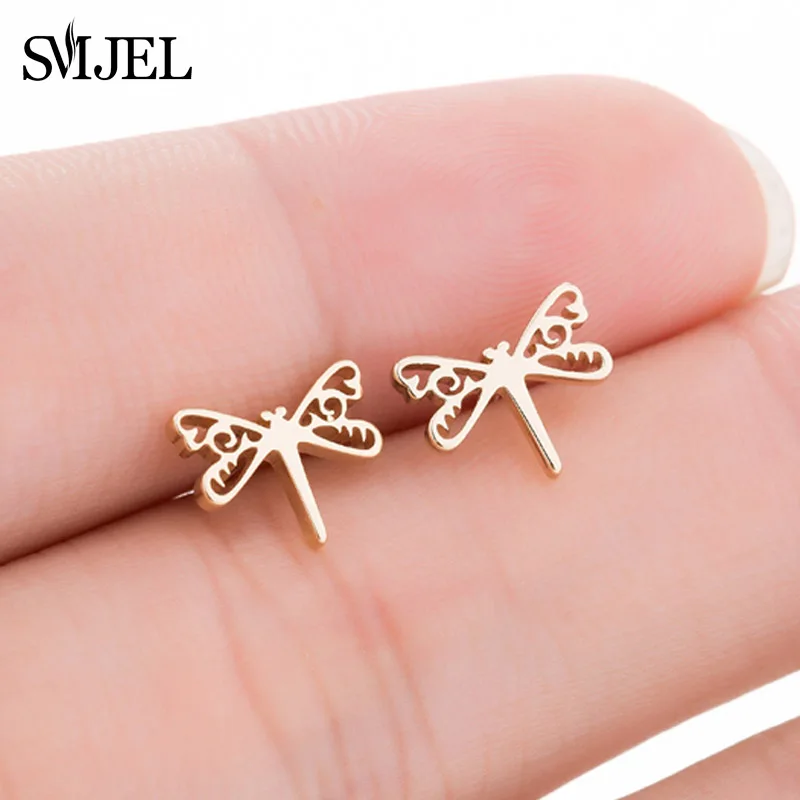 

SMJEL Cute Dragonfly Earrings Ladies Rose Gold Fashion Jewelry For Mother's Day Gifts Animal Studs Earring boucle d'oreille