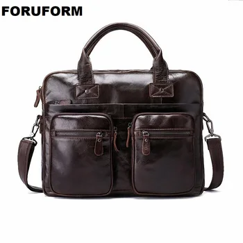 

Men Oil Waxy Leather Design Business Briefcase 14 inch Laptop Document Case Fashion Attache Messenger Bag Tote Portfolio LI-2266