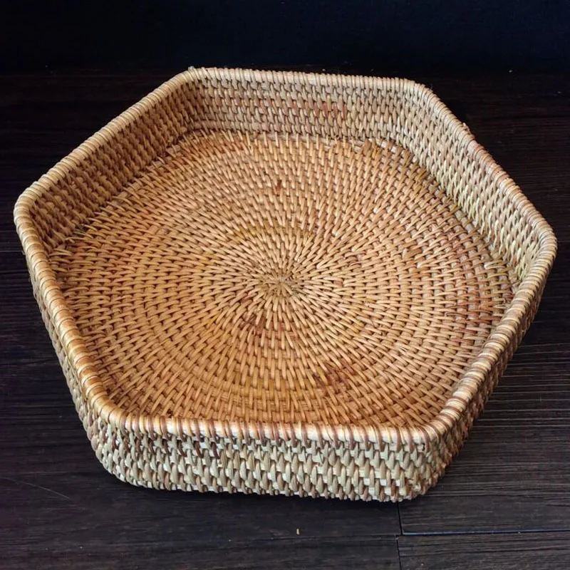 2-piece set rattan fruit basket set Candy vegetable fruit Storage Trays foods dishes dried fruit plates snack bowl storage baskt