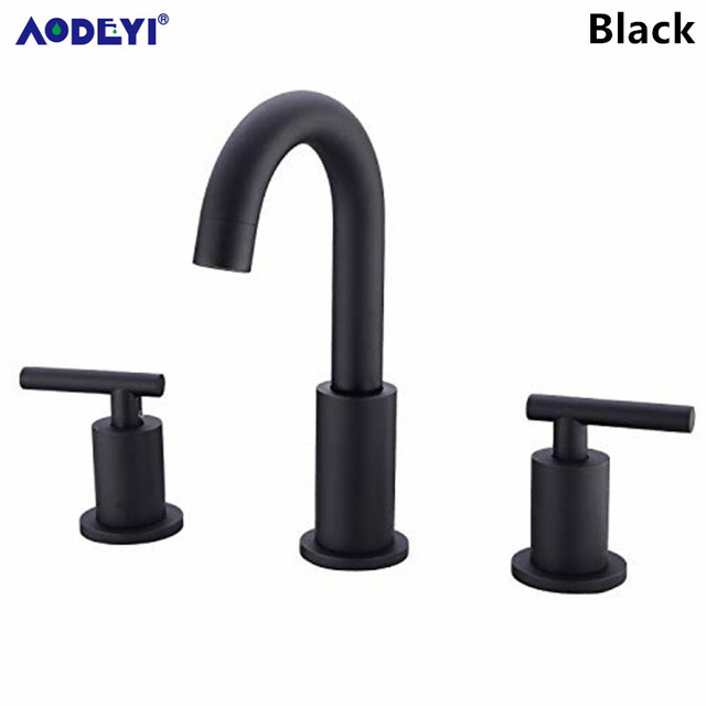 Sink Widespread Faucet Dual Handle Mixer Black hot & cold water Deck mounted tub Faucets Brushed gold 3 hole Basin tap