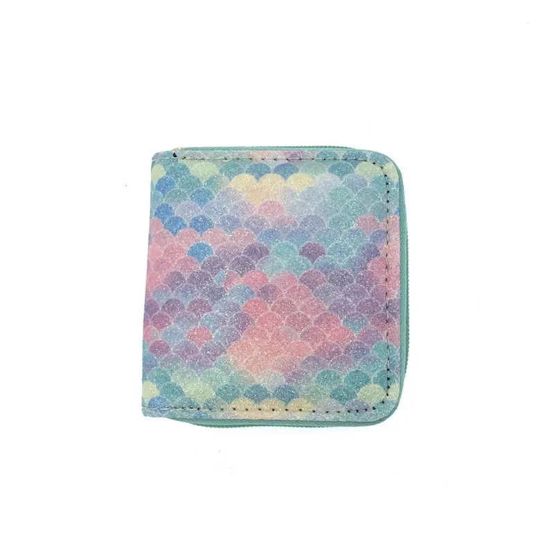 KANDRA Модный женский Блестящий короткий кошелек-клатч с рисунком русалки, брендовый дизайн, мини-кошелек для девушек