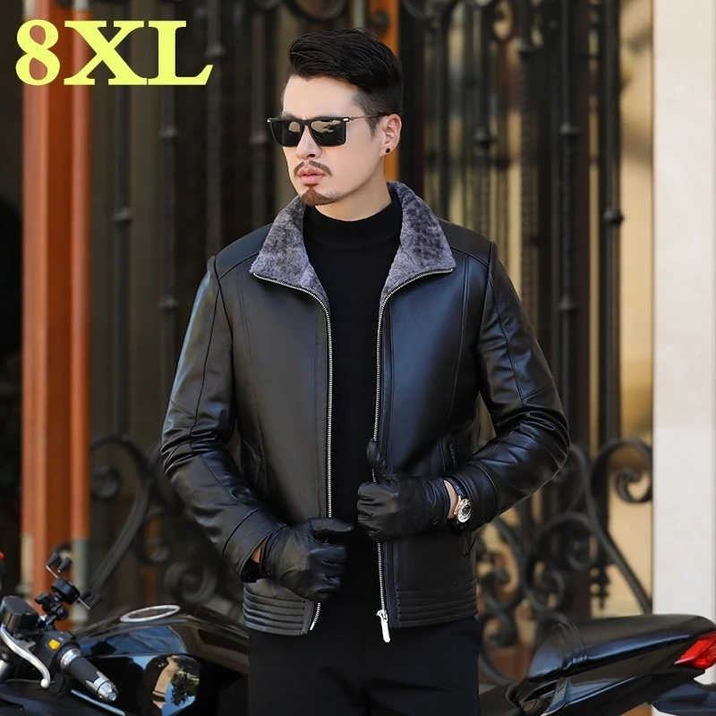 

2019 new plus size 8XL 7XL 6XL Russian Style Winter Mens Fur Coats Thick Mens Overcoat Streetwear Mens wool Fur Leather Jackets