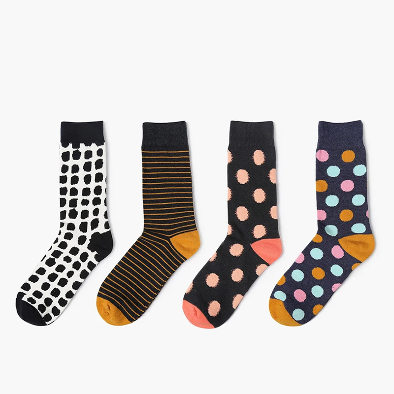 

2017 Spring new cotton socks hot Dots colorful men socks women lover sock size 36-43
