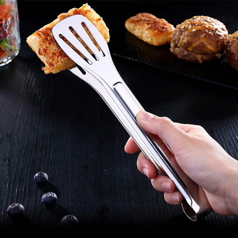 Stainless Steel Tongs Bread Food Clip Barbecue Tong Pizza Bread Steak