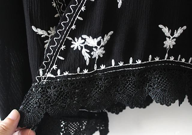 Cheshanf 2019 Summer Beach Kimono Cardigan Lace Embroidery Beach Sunscreen Shirt Loose Cardigan Cotton Blouse Femme