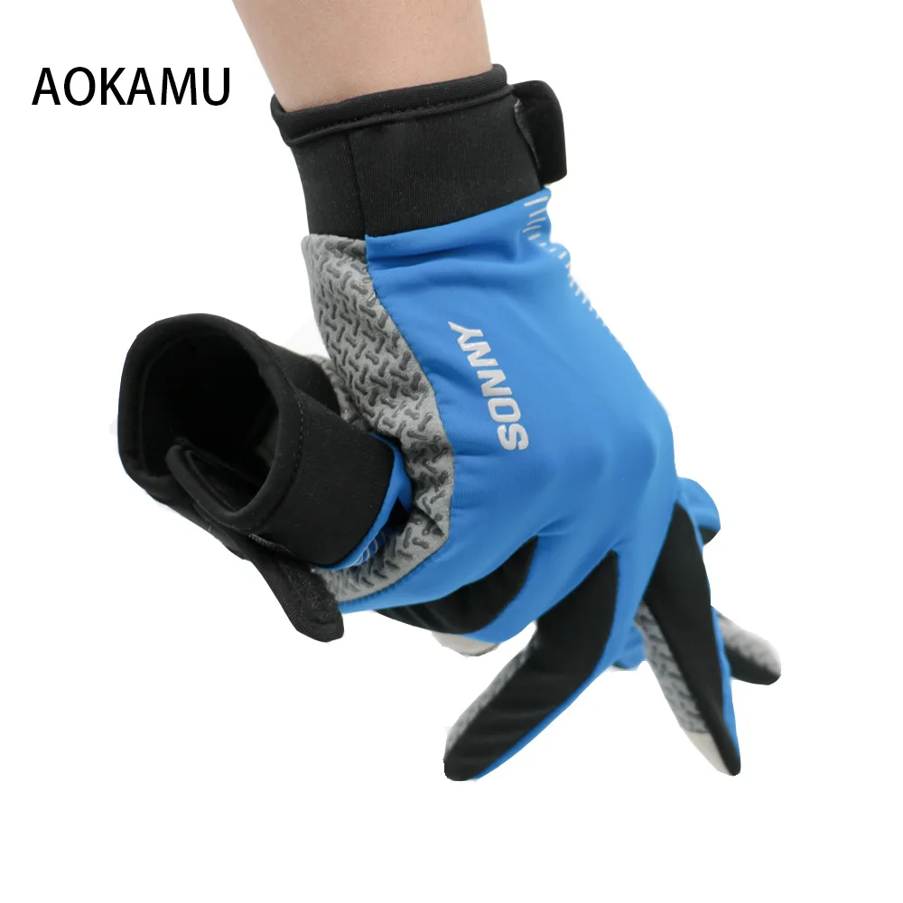 AOKAMU Winter Thermal Windproof Warm Full Finger Cycling Gloves Anti