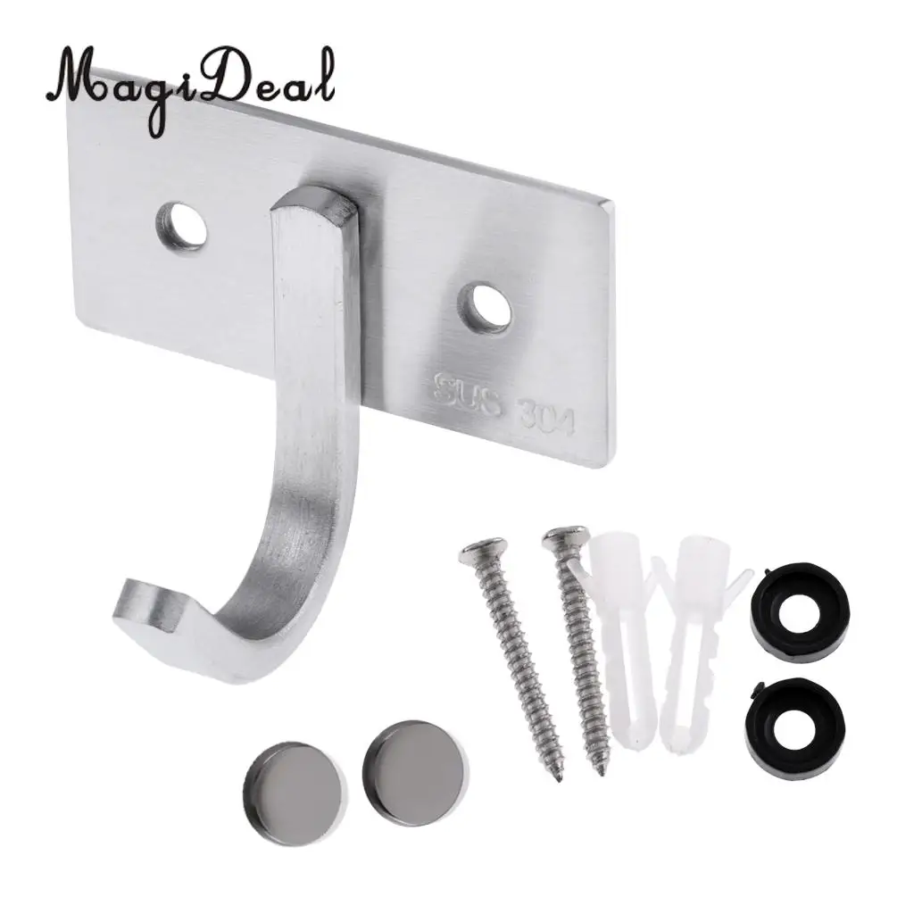 MagiDeal Heavy Duty Durable 304 Stainless Steel Wall Mounted J Hook Hanger Holder for Marine Boat Kitchen Home Bathroom