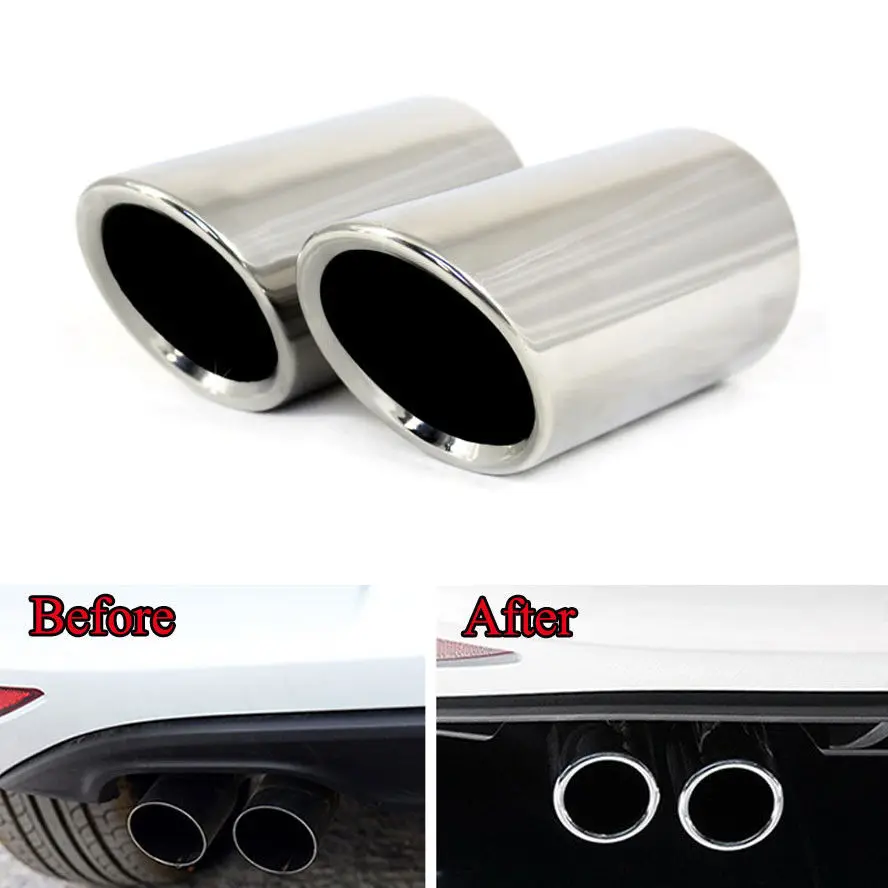 2pcs Stainless Steel Car Rear Exhaust Muffler Tip End Pipe for VW Golf 7 Mk7 2013 2014in