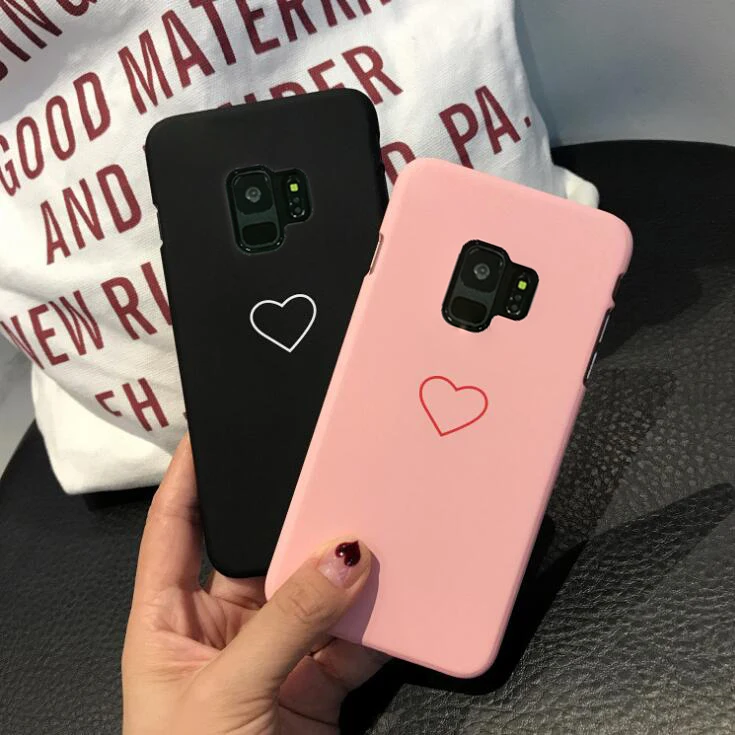 

Cute Couples Love Heart Hard Case For Samsung A50 S10 S8 S9 S8Plus S9Plus Case For Samsung Galaxy S8 S9 Plus A50 S10 Case Cover