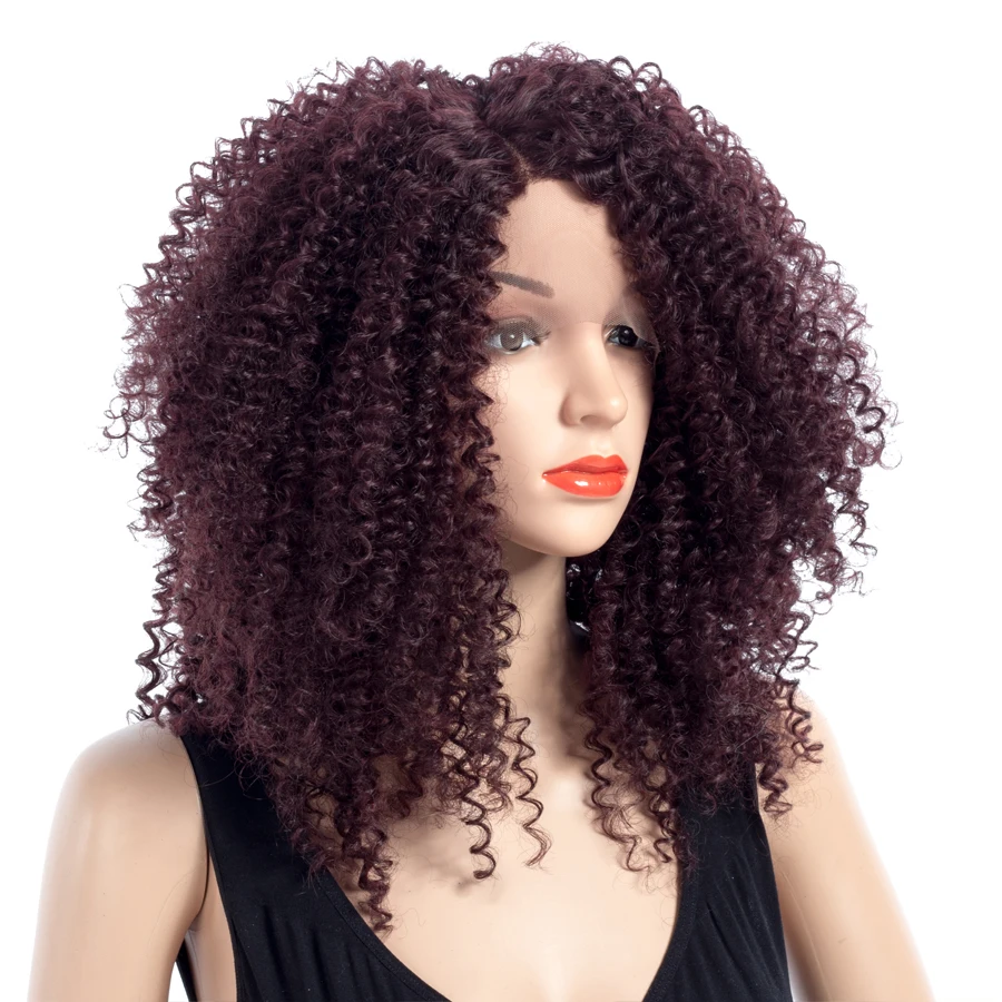 Elegant Muses Afro Curly Synthetic Lace Front Wigs For Black Women