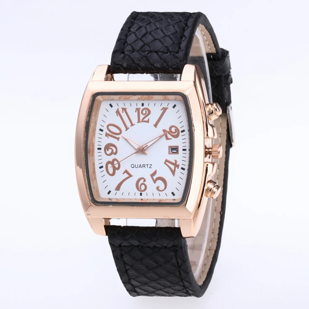 

Rectangular Dial Men watch Business Crocodile textured leather Complete Calendar watch Quartz Sport men watches Clock GJC-24