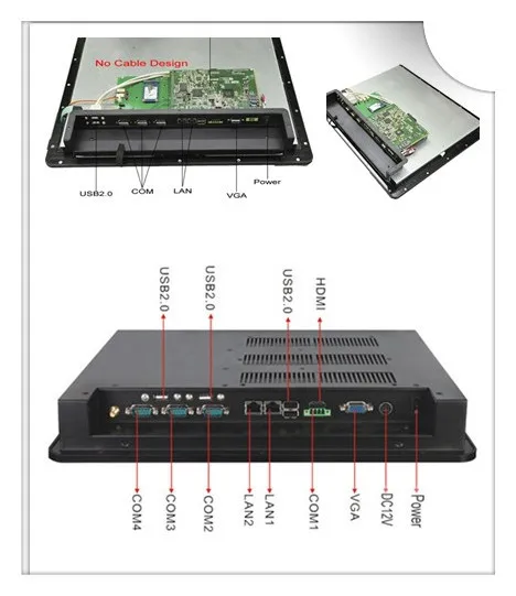 Панели ПК 17 дюймов Промышленные ПК мини-ПК с 2 ГБ DDR3 сенсорный экран наложения