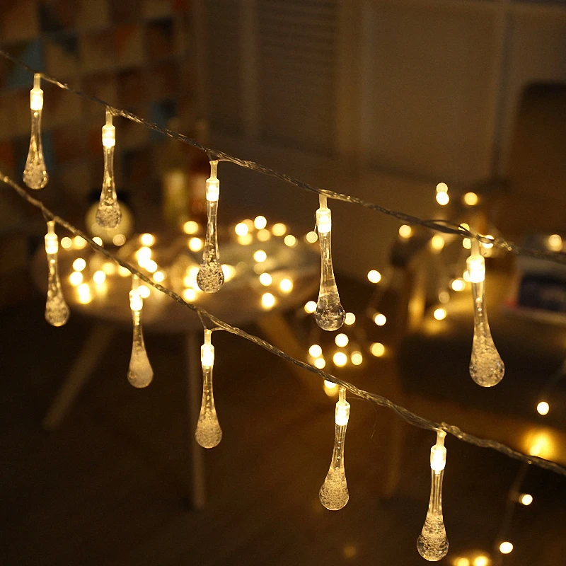 

Outdoor Backyard Waterproof glitter starry Led String Lights mini bottle water drop bulbs Garland chain wedding Party decoration