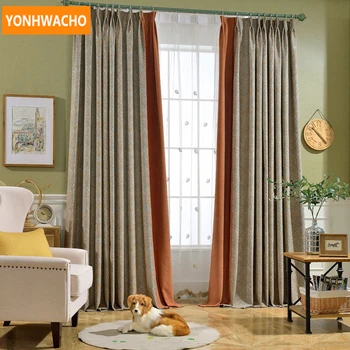 

Custom curtains Modern American Simple Jacquard Orange Mosaic Living Room bedroom cloth blackout curtain tulle drape B063