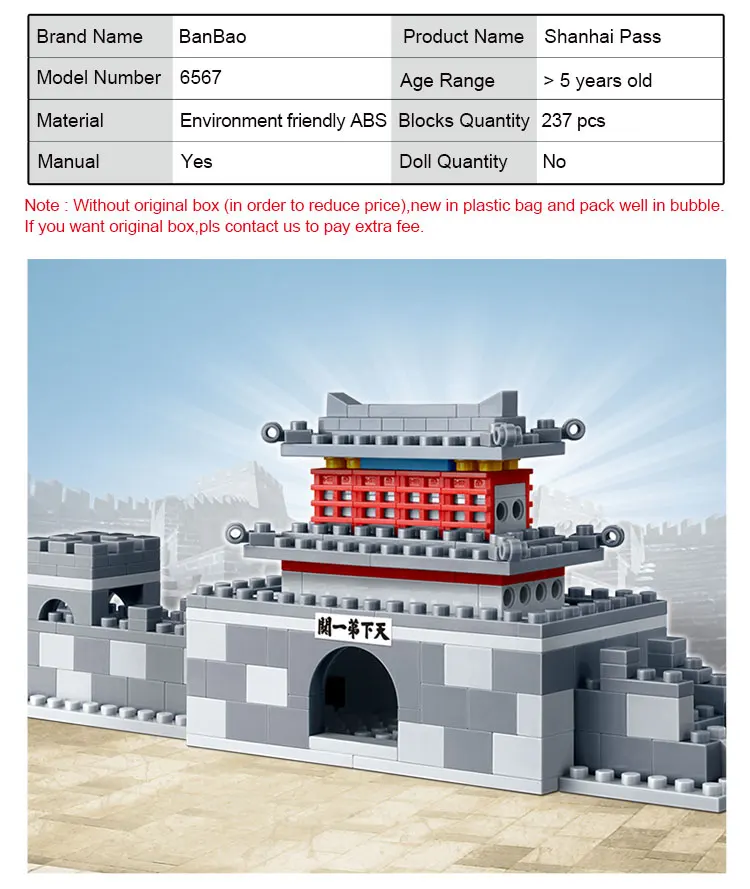 BanBao Tiananmen Великая стена храма небесная башня китайская архитектура образовательные строительные блоки кирпичи детские игрушки модель